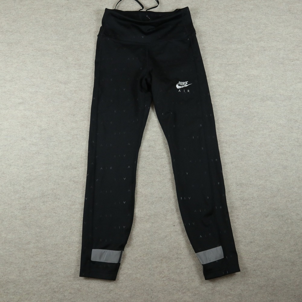 Nike Air Leggings XS Dri-FIT Black Monogram High Rise Reflective Running